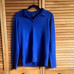 Royal Blue Long Sleeve Polo Sweater